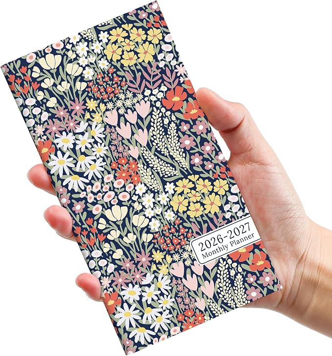 Pocket Calendar 2026-2027 for Purse, Two Year Monthly Planner Pocket Size, Jan 2026 to Dec 2027 Monthly Planner Small Size (6.5" x 3.5") - Petite Blooms