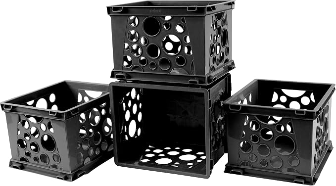 Storex Micro Crate, 6.75 x 5.8 x 4.8", Black, Case of 18 (63101U18C)