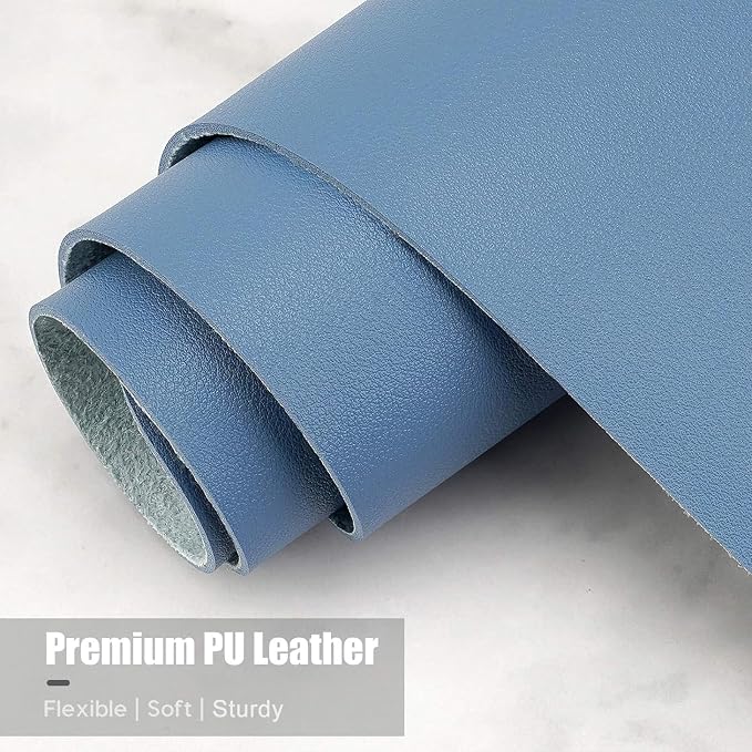 Hsurbtra Desk Pad, 23.6" x 13.8" PU Leather Desk Mat, M Extended Mouse Pad, Waterproof Desktop Blotter Protector, Non-Slip Ultra Thin Small Laptop Keyboard Writing Mat for Office Home, Dark Blue