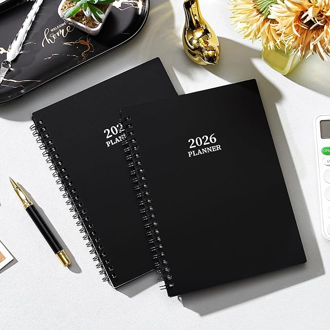 2026 Planner- Planner 2026 Weekly and Monthly, Jan.2026 - Dec.2026, 6.3"×8.4", Weekly & Monthly Planner 2026, Colorful Tabs, Twin-wire Binding, Back Pocket - Black