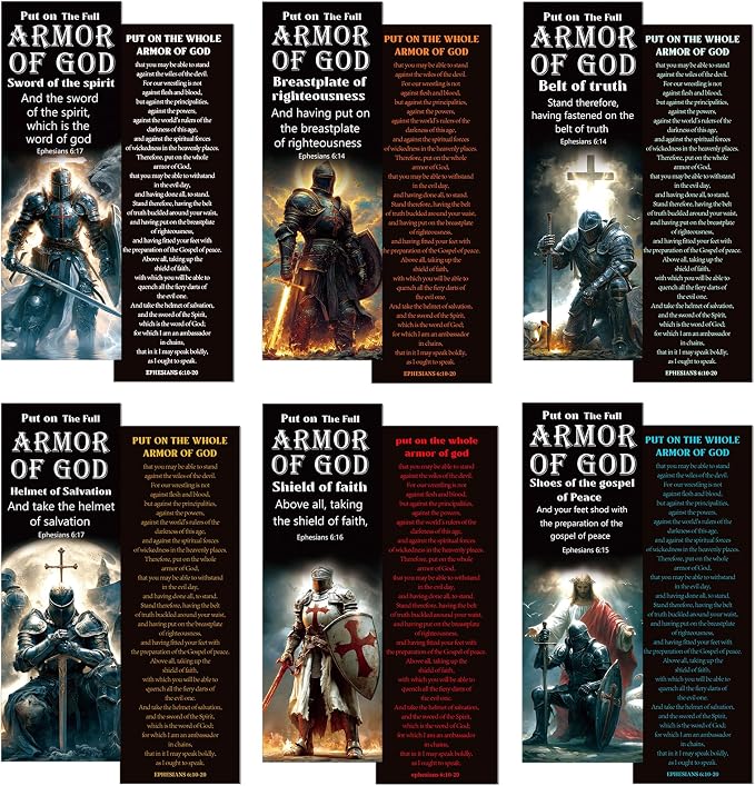 Full Armor of God Bookmarks Gifts - Cosmisun 120Pcs Christian Bible Verse Bookmark Paper Religious Knight Scripture Catholic Book Mark Page Markers Clip for Book Lover Bible Study Sunday School Church