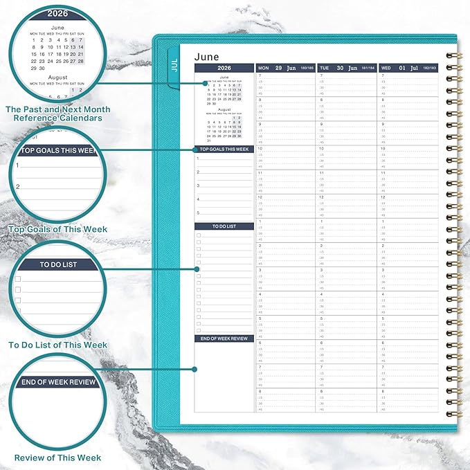 2026-2027 Weekly Appointment Book - JUL 2026 - JUN 2027, Daily Hourly Planner 2026-2027, 8.4" x 10.6", Flexible Soft Cover, 15-Minute Interval