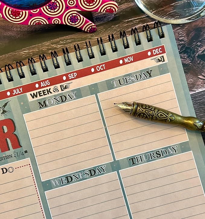 Conquest Journals Harry Potter The Quibbler Undated Weekly Spiral Planning Pad, 8'' x 10'', 52 Page, To-Dos, Priorities, Habit Tracker & Notes, Durable Bookboard-Wrapped Backboard, Officially Licensed