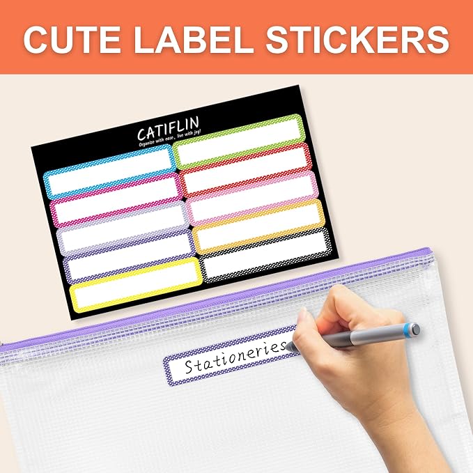 CATIFLIN 30 Pack Mesh Zipper Pouch Bags, A4 Letter Size, Clear Plastic Zip Bags for Board Game & Puzzle Storage, Waterproof & Durable Document Bags for Office, School, Travel, Art & Craft Supplies