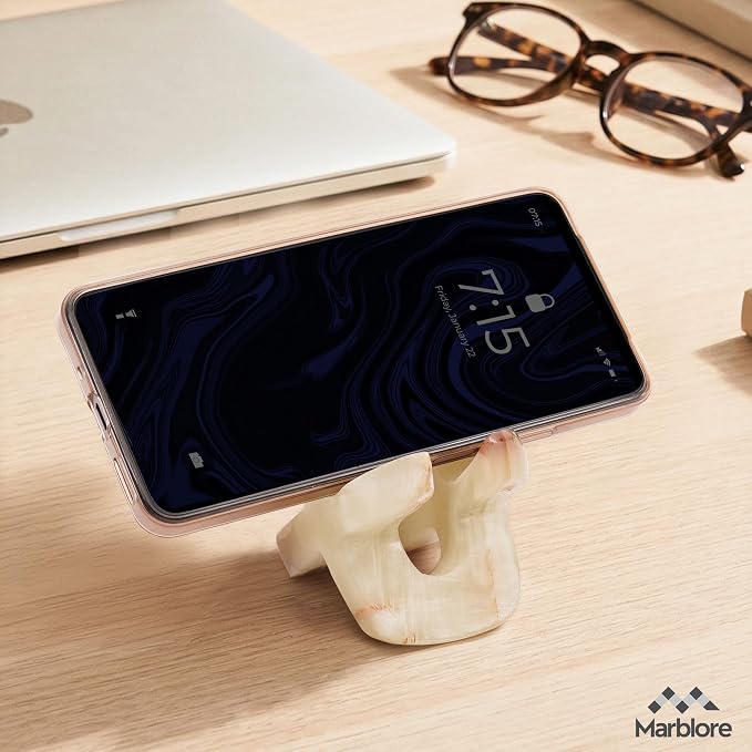 Marble Cell Phone Stand Holder Green Onyx 4'' Phone Stand, Key & Sunglasses Organizer, Pen & Pencil Holder For Valentine Decor desk accessories, Office Stationery Storage