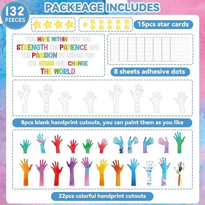 Justforjoyful We Can Change The World Bulletin Board Set Student Diversity Bulletin Board Decorations Colorful Handprint Themed Classroom Bulletin Boards Motivational Hands Cutouts School Wall Decor