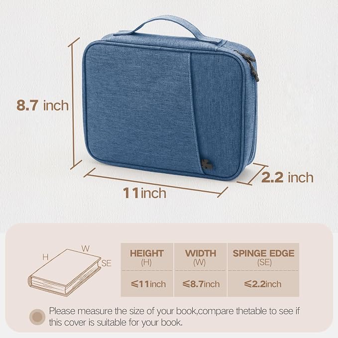 MOSLA Bible Cover Bag with for Women Men, Scripture Study Carrying Book Cover Church Bag with Handle and Pocket for Fathers Mothers Mom Kids, Catholic Church, Christian Gifts Dark blue