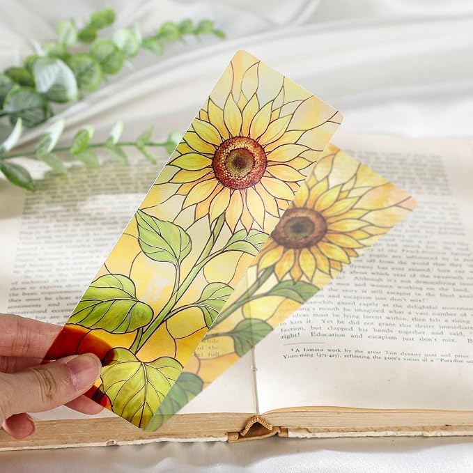 Pretty Flower Bookmark Gifts - 10 Pcs Aesthetic Floral Stained Glass Bookmarks for Women Students Book Lovers Page Clips Bookish Birthday Graduation Gift School Office Reading Accessories