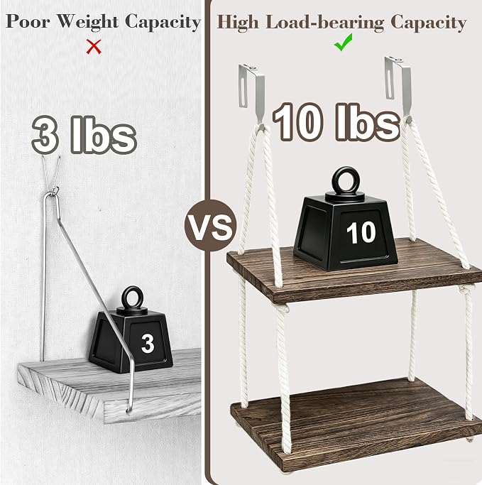 2 Tier Cubicle Shelf Hanging - 11.8 Inch Office Cubicle Wall Shelf with Rope Adjustable Hooks, Office Desk Accessories for Office Decor, Organizer, Storage in Workspaces(Brown)