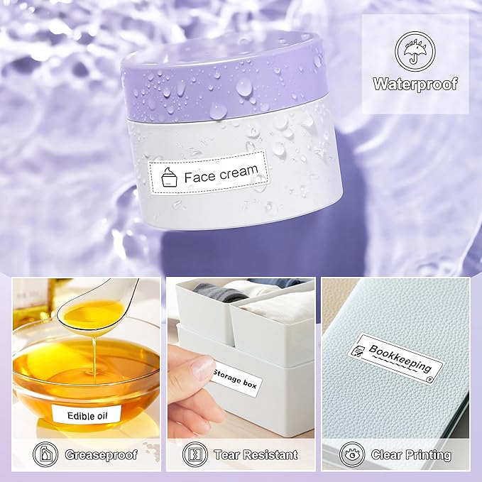 PARLAIM Label Maker Tape,14X50MM(1/2" X1 7/8") Thermal Label Stickers,Thermal self-Adhesive Label Compatible with D30 Label Maker,Thermal Label Paper for Home/Office/130pcs/Roll White