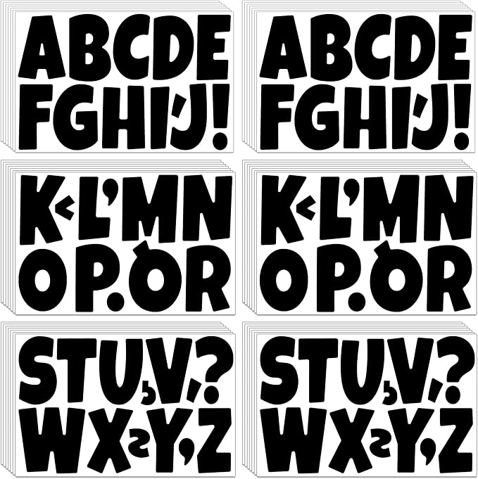 504 PCS Bulletin Board Letters 42 Sheets Large Letter Stickers Vinyl Waterproof Self-Adhesive Alphabet Sticker Letters for Poster Board Display Classroom School Mailbox Home Decor (3 Inch, Black)