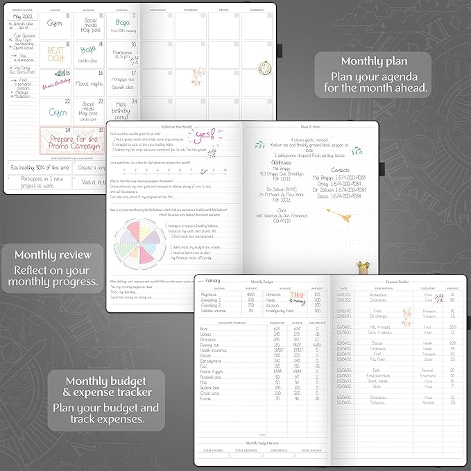 Legend Hourly Planner PRO Premium – Undated Schedule Planner with Time Slots – Weekly, Monthly & Daily Personal Organizer, A4 (Black)