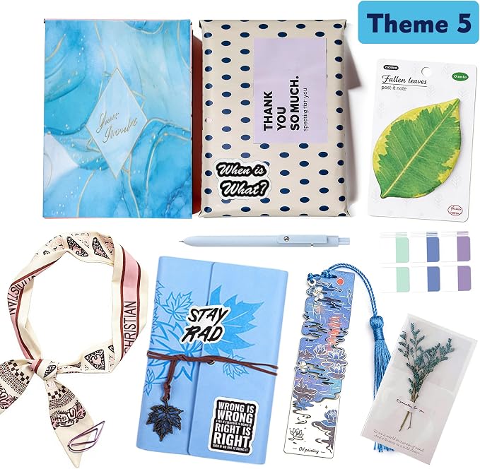 Blind Date with a Book for Book Lovers Gifts Box-10 Types of Books with Leather Retro Notebook,Luxury Bookmark,Scarf,Tags,Pens etc...Random Chosen Book with Goodies Perfect for Mother’s Day,Women