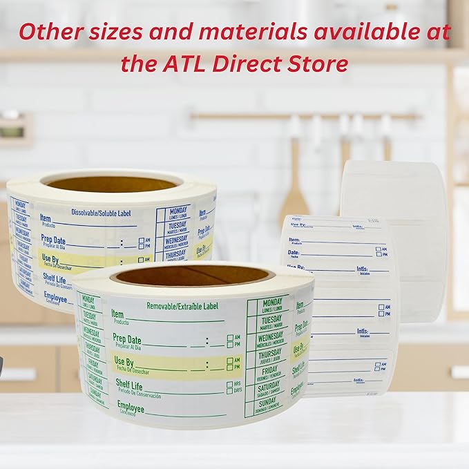 2x1 Dissolvable Food Labels, 250 Label Stickers, Bottle Labels for Storage Bins, Sticker Labels for Food containers, (250, Red)