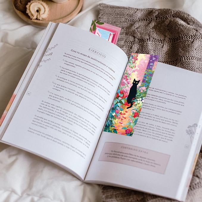 60 Pcs Black Cat Bookmarks Bulk, Cute Oil Painting Art Book Marks for Reading Women, Aesthetic Cat Page Markers for Book Lovers, Cat Lover Gifts for Christmas Birthday School Office Supplies