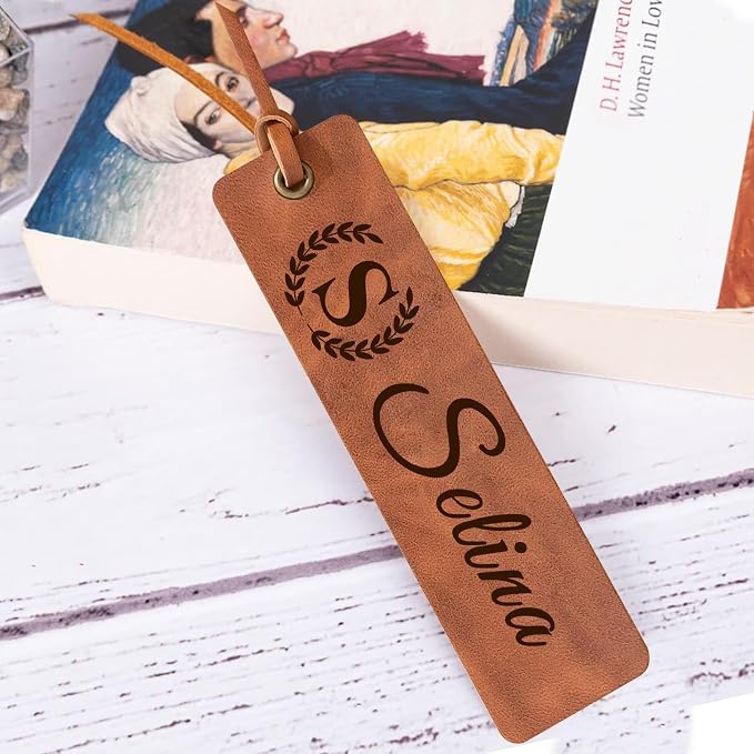 EDSG Personalized Bookmark, Engraved Leather Bookmarks, Custom Bookmarks Book Marks Gifts for Reading Women Men Teachers Christmas Birthday, Teachers Appreciation Gifts (Brown)