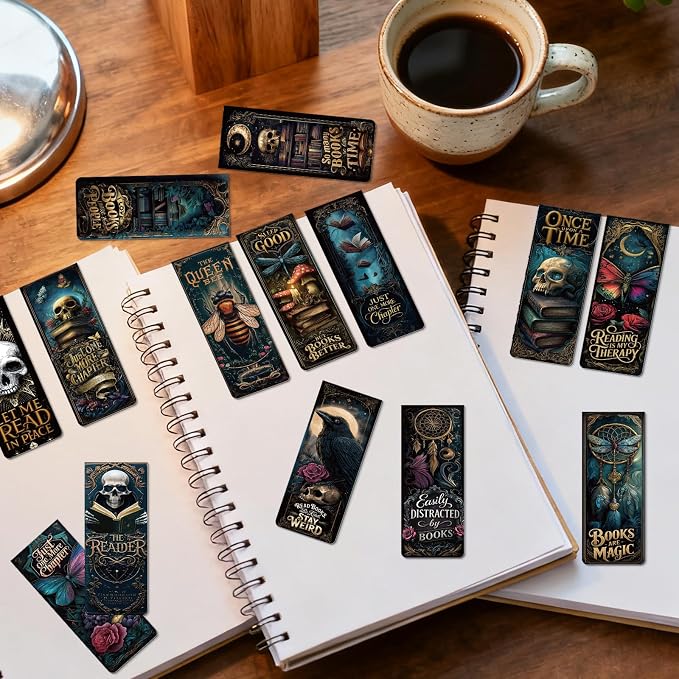 Dark Romance Magnetic Bookmark Gifts - Wxiben 30 Pcs Dark Fantasy Magnet Book Markers for Reading Gothic Tarot Cards Bookmarks Magnetic Page Clips Gifts for Book Lovers Women Men Students Teacher