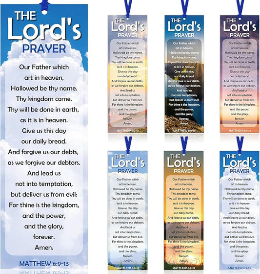 Dispowreath 60 Pcs the Lord's Prayer Religious Christian Bookmarks Church Bookmarks Gift for Teens Men Women Church Home Party Favors