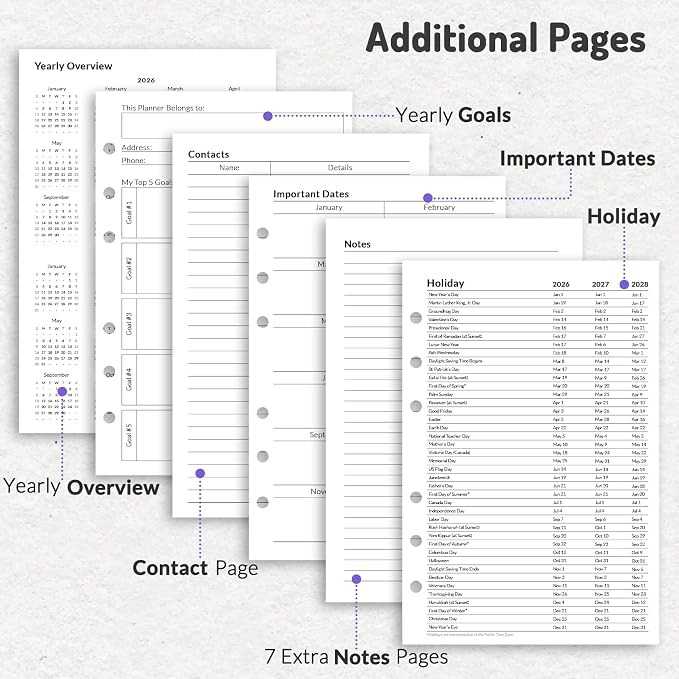 Forvencer 2026 Weekly & Monthly Planner Refills for A5 6-Ring Binders, July 2026 - Jun 2027, 6-Hole Punched Planner Inserts with Colorful Monthly Tabs, Small Calendar Organizers, 5-3/4" x 8-1/4"