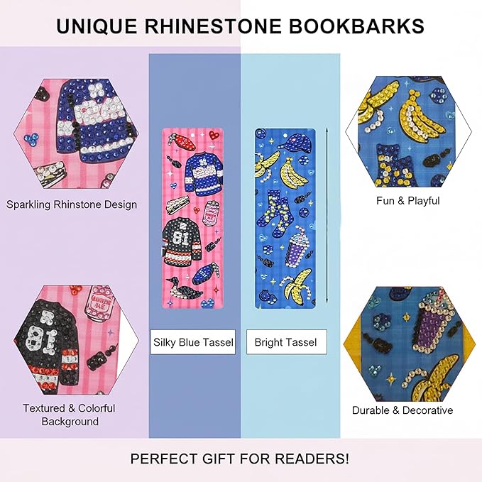 2 pcs Rivalry Inspired Diamond Painting Bookmarks, Heated Hockey Romance Themed Acrylic DIY Diamond Art Kits for Adults
