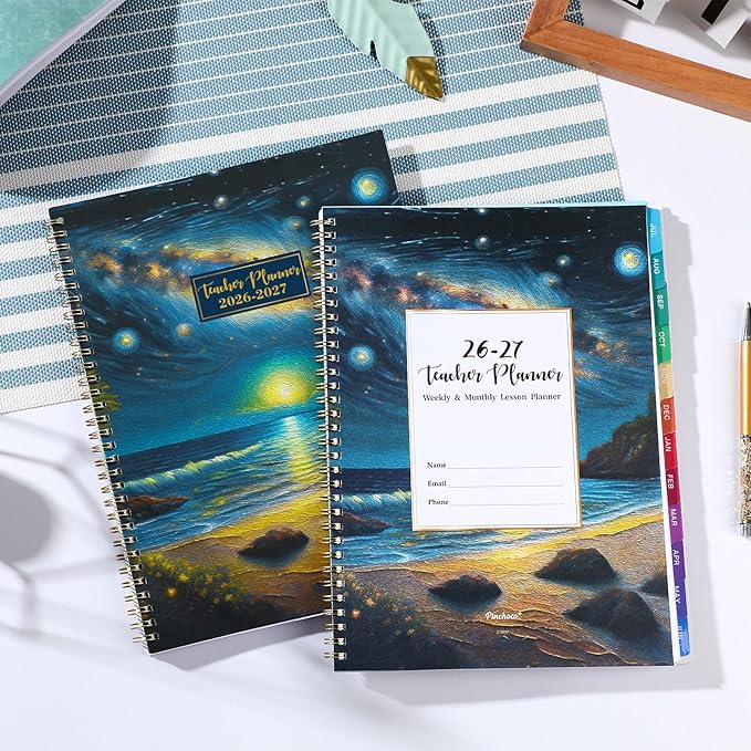 Teacher Planner 2026-2027 - Teacher Lesson Planner 2026-2027, 9" x 11", Jul.2026 - Jun.2027, Weekly & Monthly Lesson Plan Book for Teachers with Back pocket, Colorful Tabs