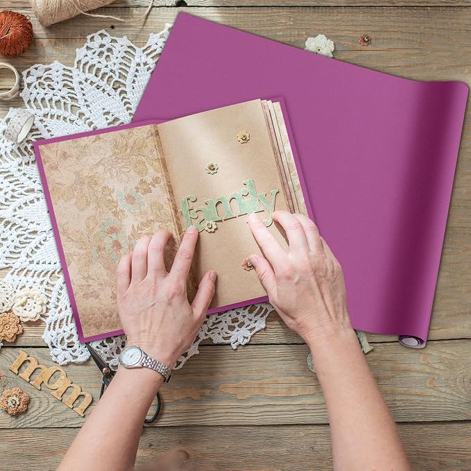 PerKoop Book Cloth for Book Binding 40 x 16 Inch Fabric Surface Paper Backed Bookcover Archival European Durable Strong Bookbinding Supplies Cover Books Album Scrapbooking (Purple)