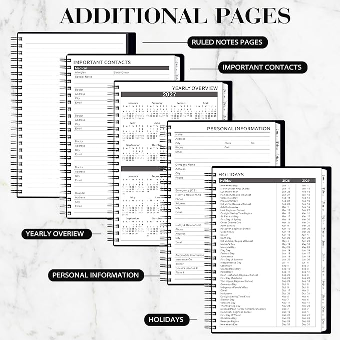 2026-2029 Monthly Planner/Calendar - 3 Year Monthly Planner 2026-2029, July 2026 - June 2029, 6.4" x 8.5", 36 Months Planner with Tabs, 30 Notes Pages, Double-Side Pocket, Holidays, Julian Dates