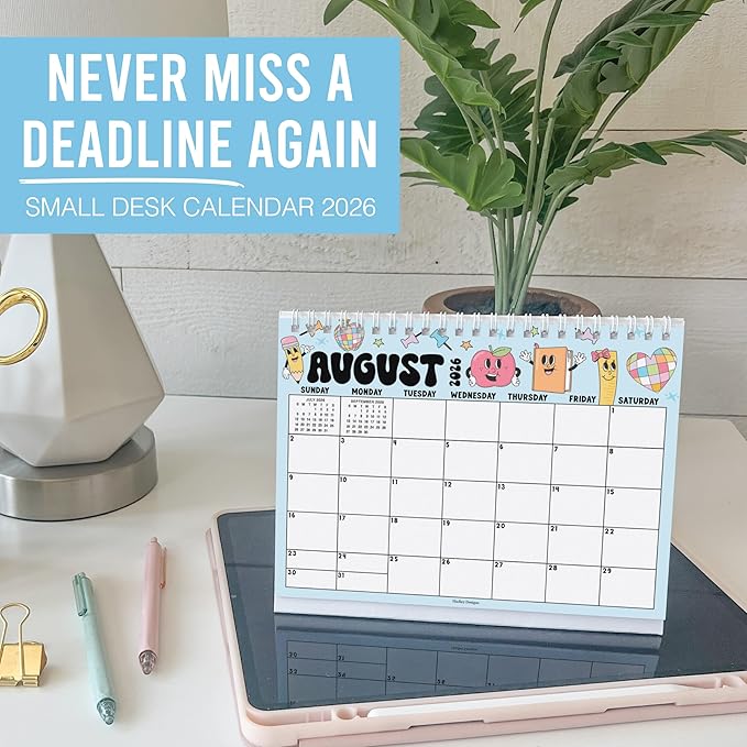 Small Desk Calendar 2026-18-Month 2026 Desk Calendar Small for Home, Office & Classroom, Standing Flip Desks Calendars 2026-2027, Teacher Appreciation Gifts, Graduation Gifts