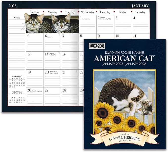 Lang, American Cat 2025 Monthly Pocket Planner by Lowell Herrero