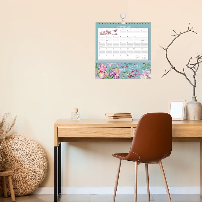 Wall Calendar 2026-2027 - Pocket Calendar, 11.2" x 11.2", 2026-2027 Calendar with Pockets, Jul. 2026 - Dec. 2027, Wall Calendar 18 Month with One Pockets, Calendars for Office School Home, Golden Twin Wire Binding, Premium Paper - 12 Different Floral