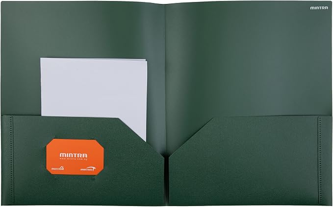 Mintra Poly Pocket Folders 3pk - Heavy Duty (Chili Oil/Arctic Ice/Green Olive)