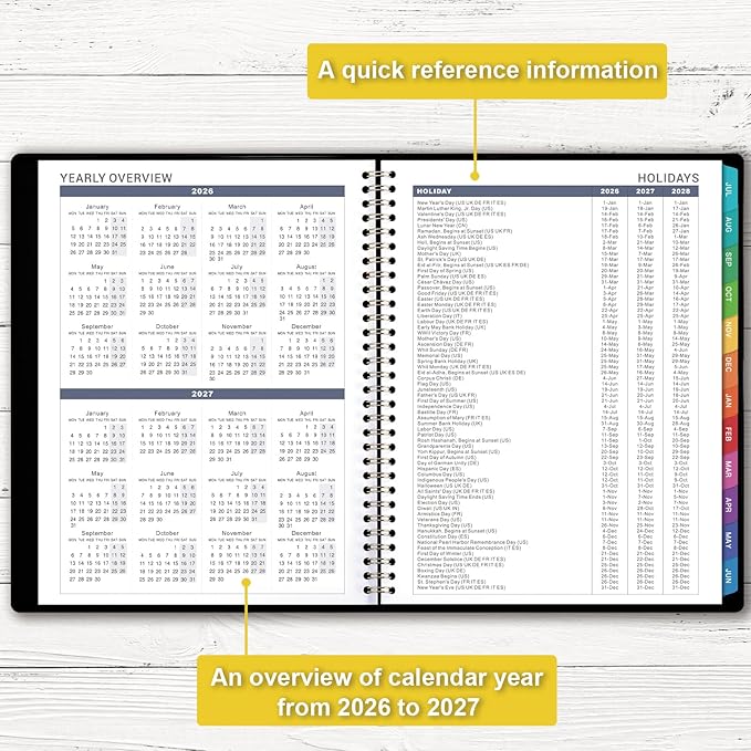 Appointment Book 2026-2027 - Appointment Planner 2026-2027 from July 2026 - June 2027, 2026-27 Weekly Appointment Book with Colorful Tabs, 9" x 11", Daily/Hourly Planner, 15-Minute Increments