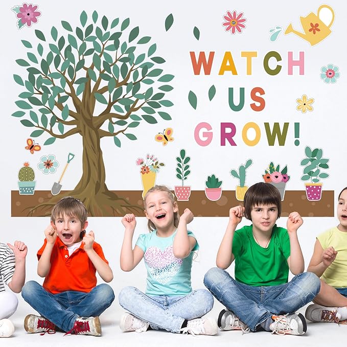 Spring Tree Classroom Decor Floral Tree Bulletin Board Spring Cutouts Border Decorations Classroom Bulletin Board Set Floral Border for Elementary School Flower Style