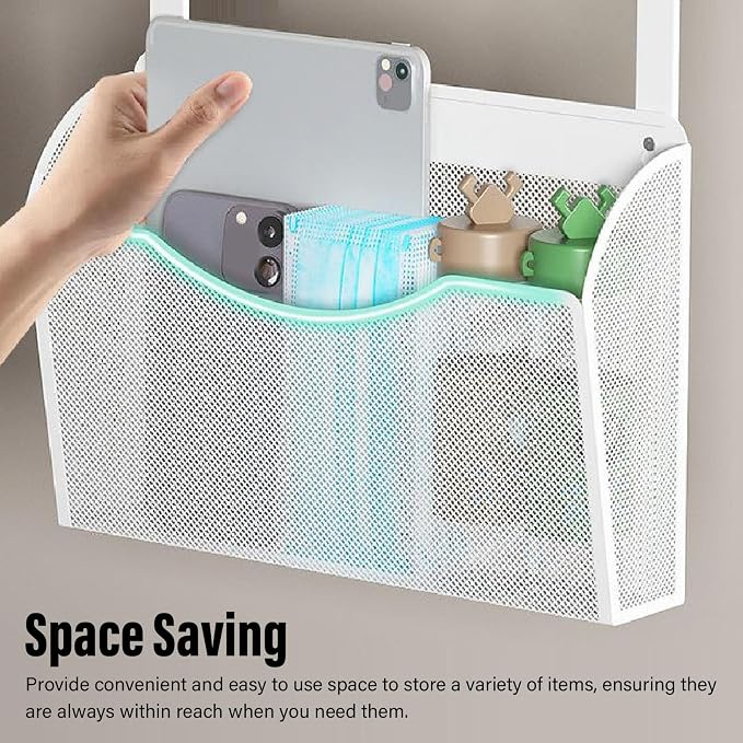 Fockety Desk Side Storage, No Drill Steel Under Desk Storage Laptop Holder, Mesh Hanging Desk Organizer, Clamp On Desk Shelf, Side Desk Organizer, Desk Storage Holder for Office and Home