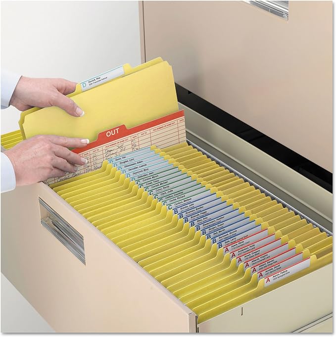 Smead Pressboard Classification File Folder with SafeSHIELD Fasteners, 1 Divider, 2" Expansion, Letter Size, Yellow, 10 per Box (13734)