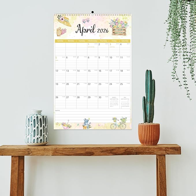 GuassLee Large Wall Calendar 2026-2027, 22"x15" Vertical Wall Calendar 2026, Jan. 2026 to Jun. 2027, 18-Month Paper Hanging Planner Wall with Julian Date for Office Home Planning & Organizing