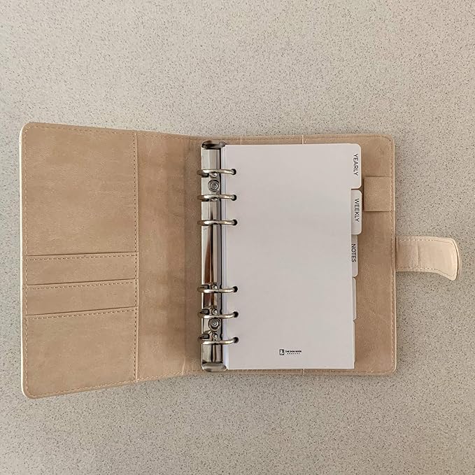 Dachshund Planner – PU Leather Exterior, Metal Loose Leaf Ring Binder, 100gsm Paper (Beige)