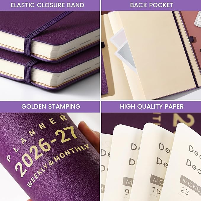 Planner 2026-2027 - Academic Planner 2026-2027, 8.5" x 11", July 2026 - June 2027, Planner Daily Weekly and Monthly, Pen Holder, Pocket, 25 Notes Pages, Faux Leather Cover