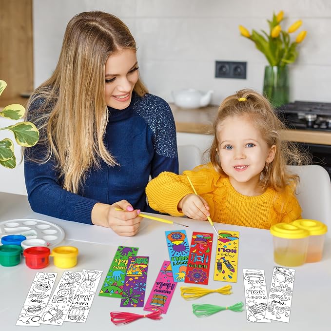 75Pcs Holi Color Your Own Bookmarks Happy Holi DIY Coloring Blank Bookmark Classroom Art Craft Supplies for Teachers Students Indian Festival Holiday Party Gift Supplies Reward Goodie Fillers