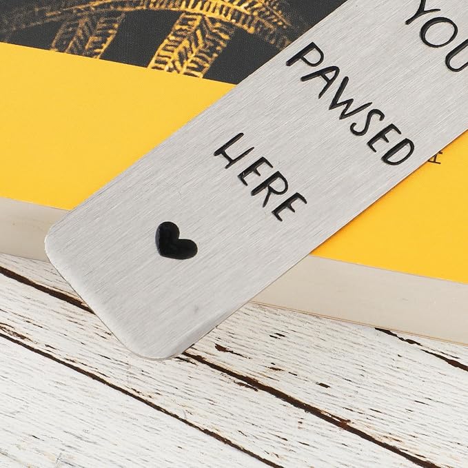 Gosknor Corgi Dog Bookmark, Cute Metal Corgi Bookmark for Women & Men, You Pawsed Here, Stainless Steel, Silver & Black, Style 1
