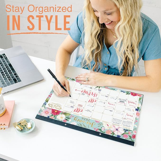 Hadley Designs Large Teacher Desk Calendar 2026-2027 - Desktop Calendar 2026, 18-Month Desk Calendars for Home, Office & Classroom, Cute Classroom Must Haves, Teacher Appreciation Gifts