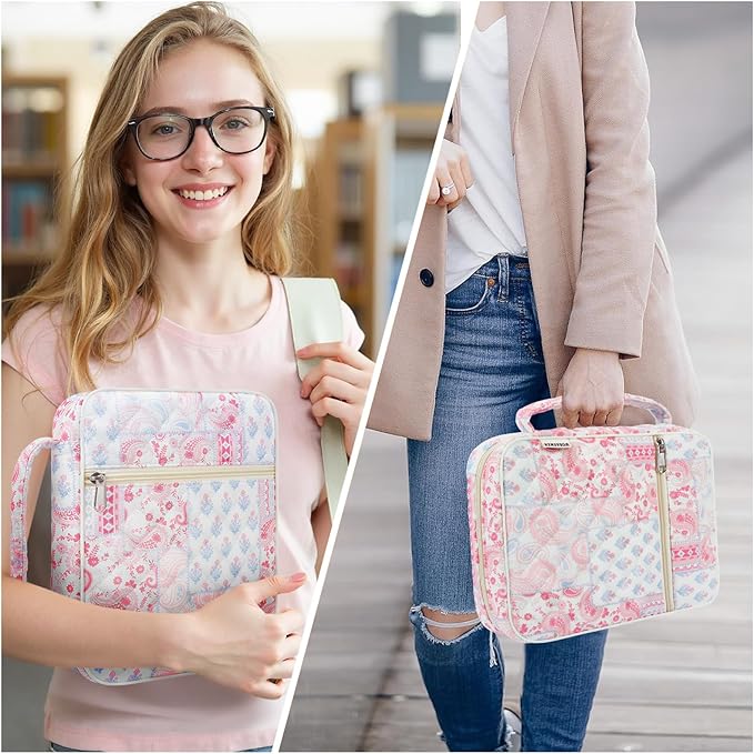 WOBAGMEN Bible Cover Case for Women,Large Bible Tote Bags Organizer Quilted Carrying Case for Girls,Bible Study Supplies Accessories Christian Gifts for Women (peisili Patchwork, M)