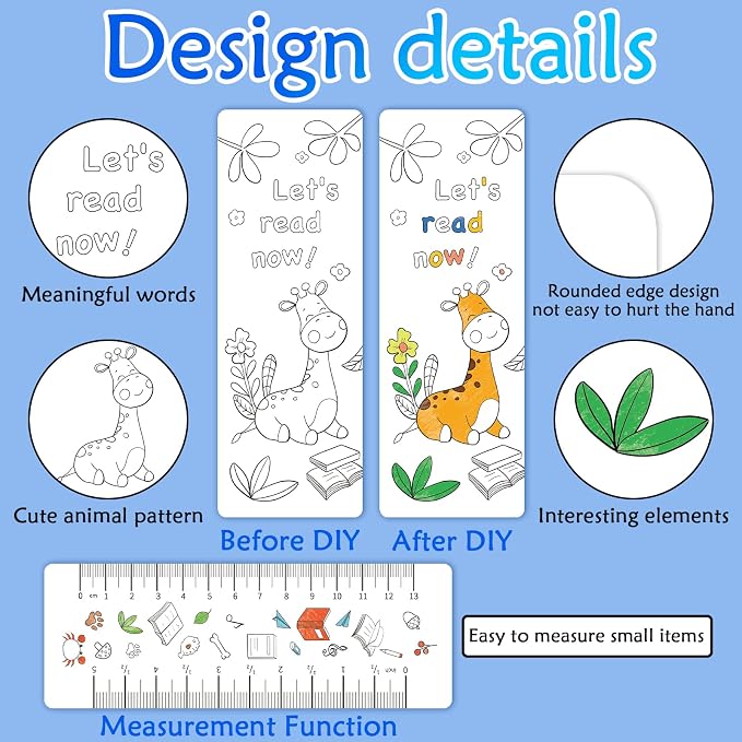 Anseal 180 PCS Color Your Own Bookmarks Bulk, DIY Bookmarks for Teens, Cute Animal Bookmarks for Reading Lover, 12 Styles Fun & Personalized Bookmark for Students, Classroom Rewards Supplies