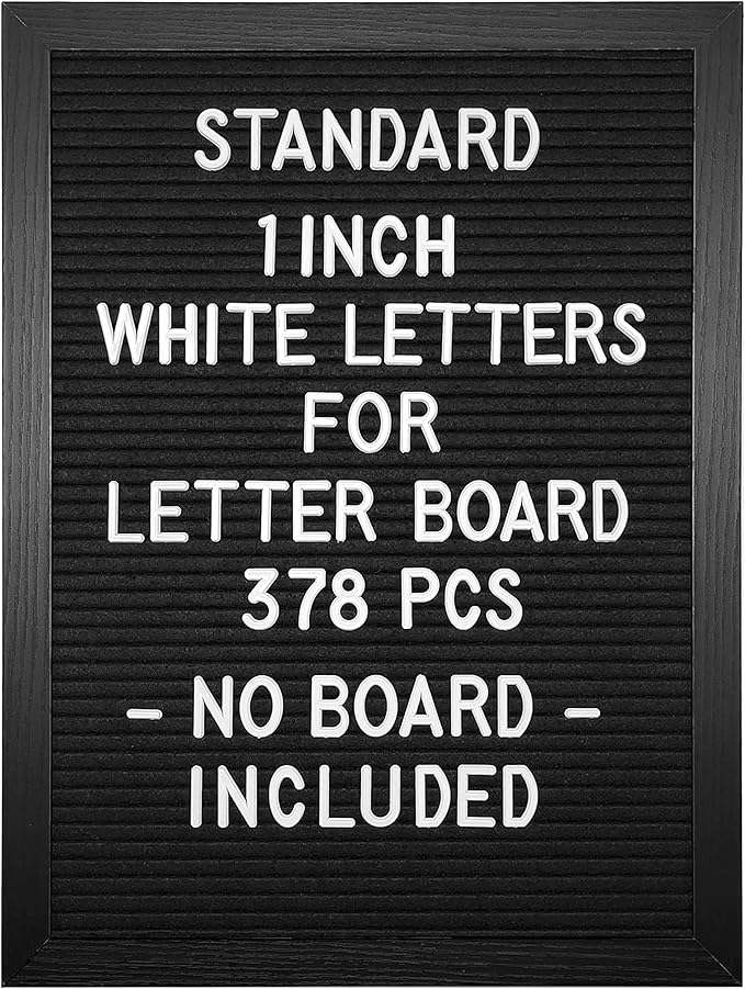 Felt Letter Board Letters Set - Pre-cut 378pcs Standard 1inch White Letters Only (No Board Included)