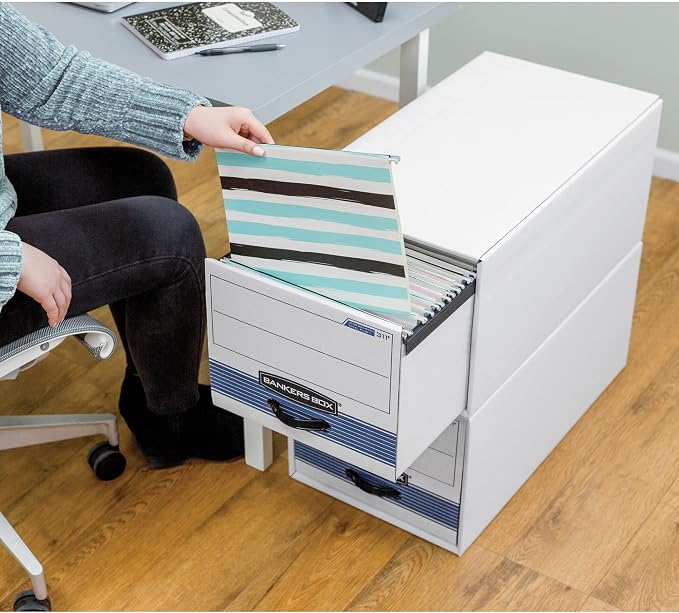 Bankers Box STOR/Drawer Steel Plus Extra Space-Saving Filing Cabinet, Stacks up to 5 High, Legal, 6 Pack (00312), White