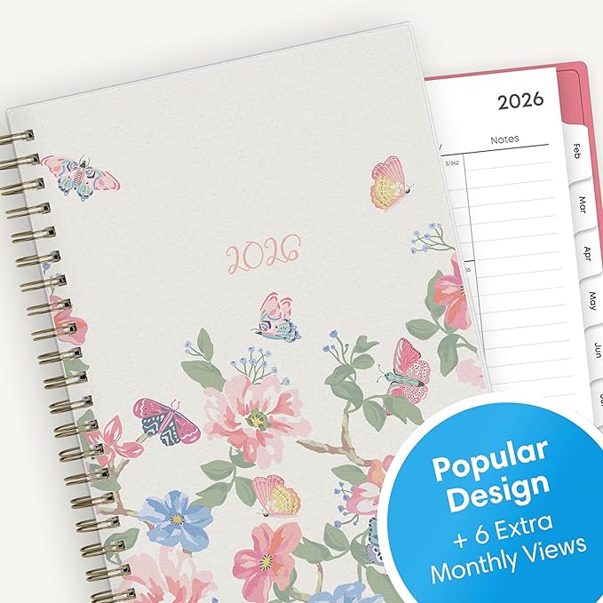 Blue Sky 2026 Weekly and Monthly Planner Calendar, January 2026 - December 2026, 5" x 8", Flexible Frosted Cover, Laminated Tabs, Durable Twin Wire Binding, Fly By