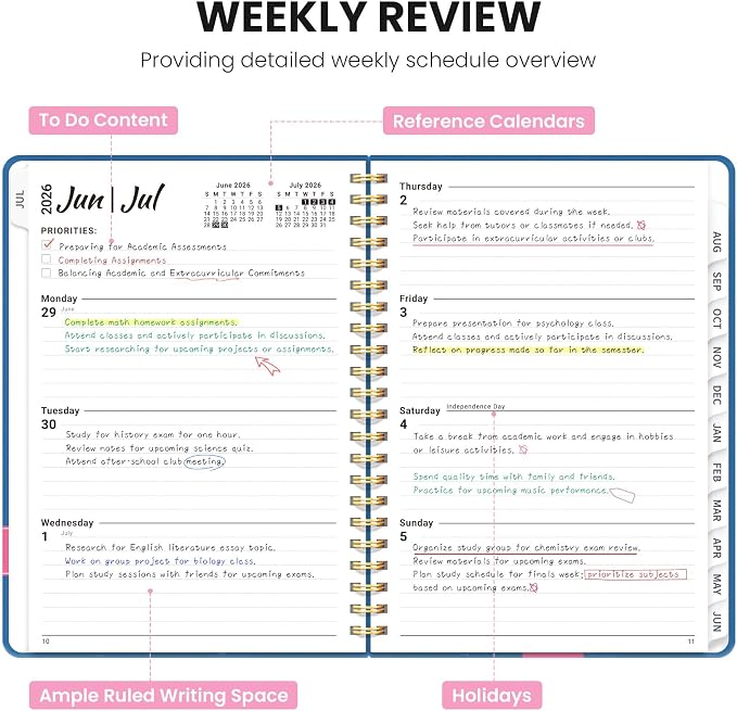 Planner 2026-2027, Monthly and Weekly Calendar Academic Planner July 2026 - June 2027, Hardcover Student Teacher Planning Agenda Book with Tabs, Perfect for Office School Supplies, A5 (6.3" x 8.5") - Submerged Dalmatians