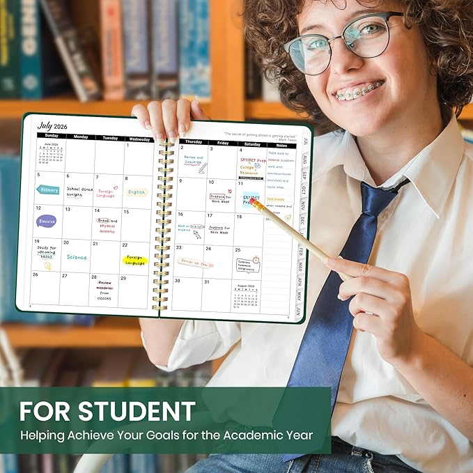 Planner 2026-2027 for Women & Men, Academic Monthly and Weekly Calendar Planner, Jul 2026 - Jun 2027, A5 (6.3" x 8.5"), Teacher Student Planning Book with Tabs, Ideal for Office School Supplies - Dark Green