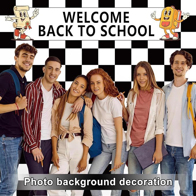 Black Checkered Bulletin Board Roll Reusable Waterproof Erasable Black White Retro Bulletin Board Roll Checkered Flag Non-Woven Fabric Background Poster for Classroom Decor Wrapping Craft 15.7" x 20ft
