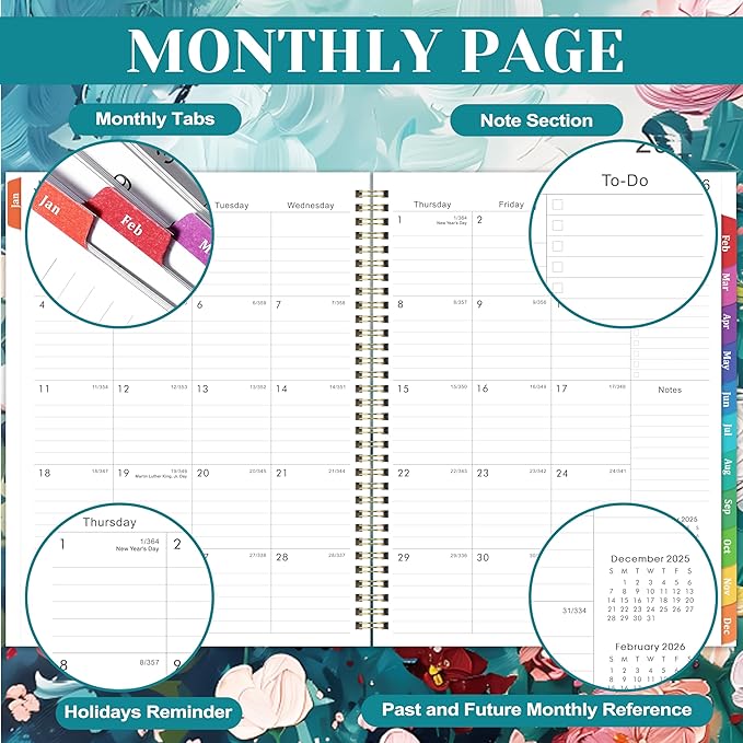 2026 Planner - JAN 2026 - DEC 2026, 9" x 11" Calendar Planner 2026, 2026 Planner Weekly and Monthly, Twin-wire Binding, Ample Writing Space